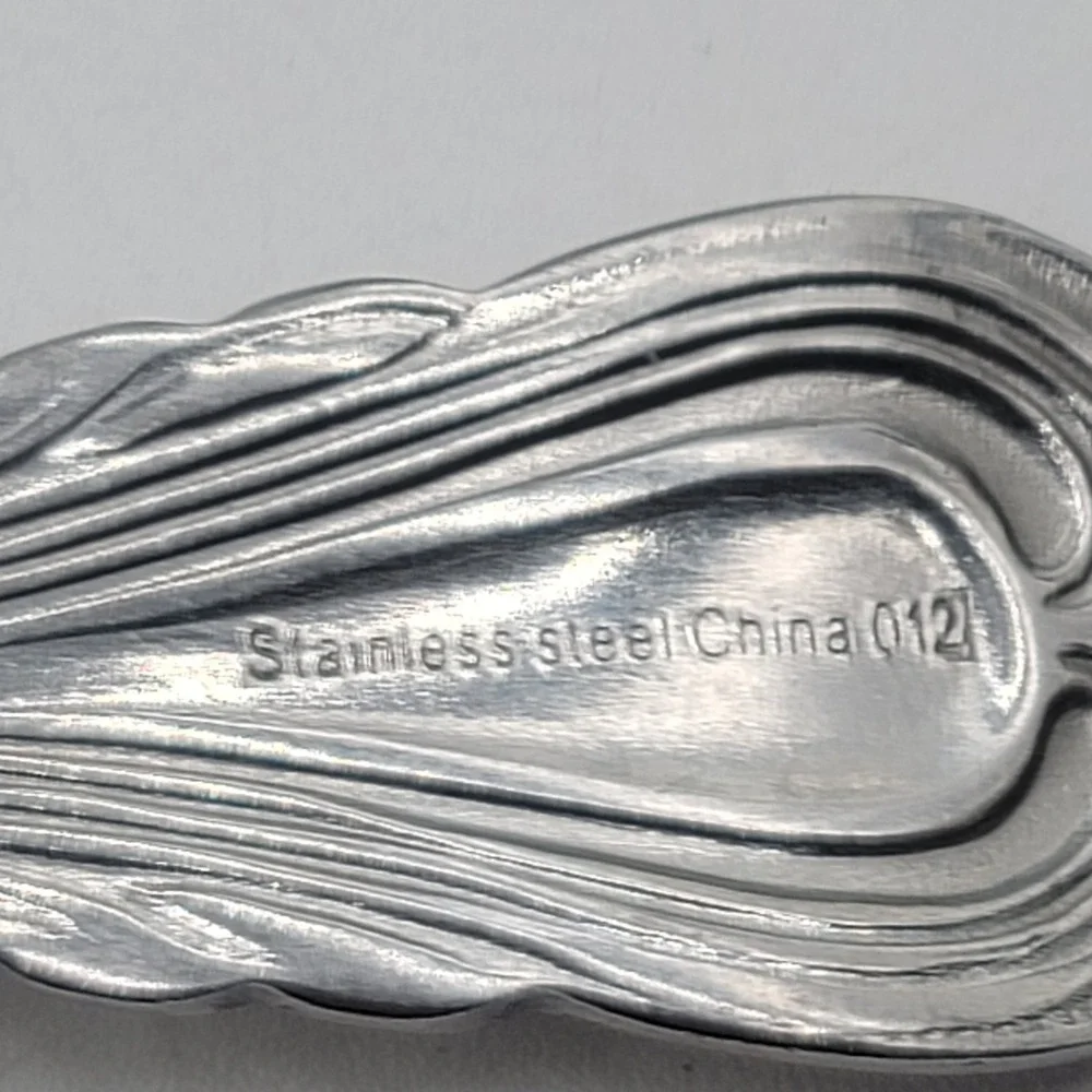 11pc Stainless Steel Art Deco Flatware Set China 012 Scroll Teardrop Pattern